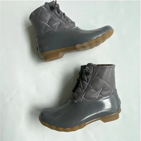 New Sperry Top sider Saltwater STS85830 women's duck boots Nylon Quilt Grey - Picture 13 of 14